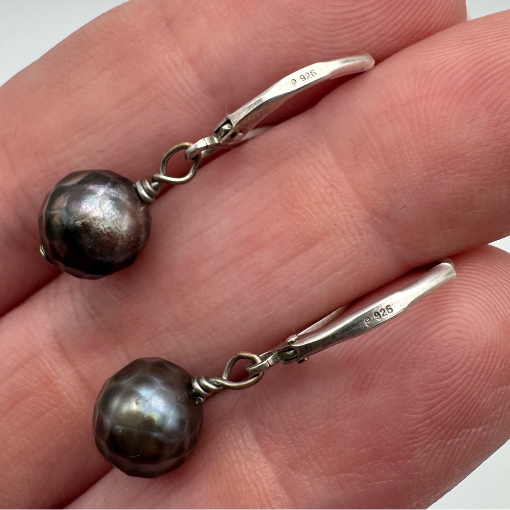 Sterling Silver 925 Pearl Dangle Earrings - Picture 3 of 5